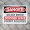 Signmission 10 in H x 14 in W, Plastic, Rectangle, Do Not Enter Confined Space Permit Required OS-2PACK-DS-P-1014-L-19329 - alternate 4